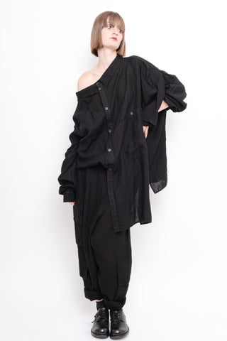 ID.03.03.04 COMBI SHIRT/SKIRT woven 100% linen 100 BLACK