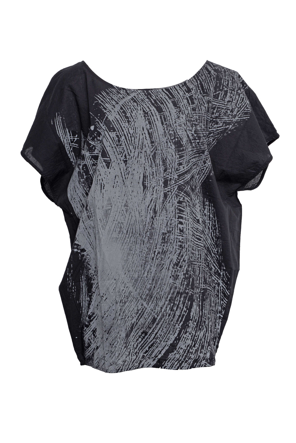 181.31.01 FEATHER PRINTED COTTON BLACK GREY PRINT