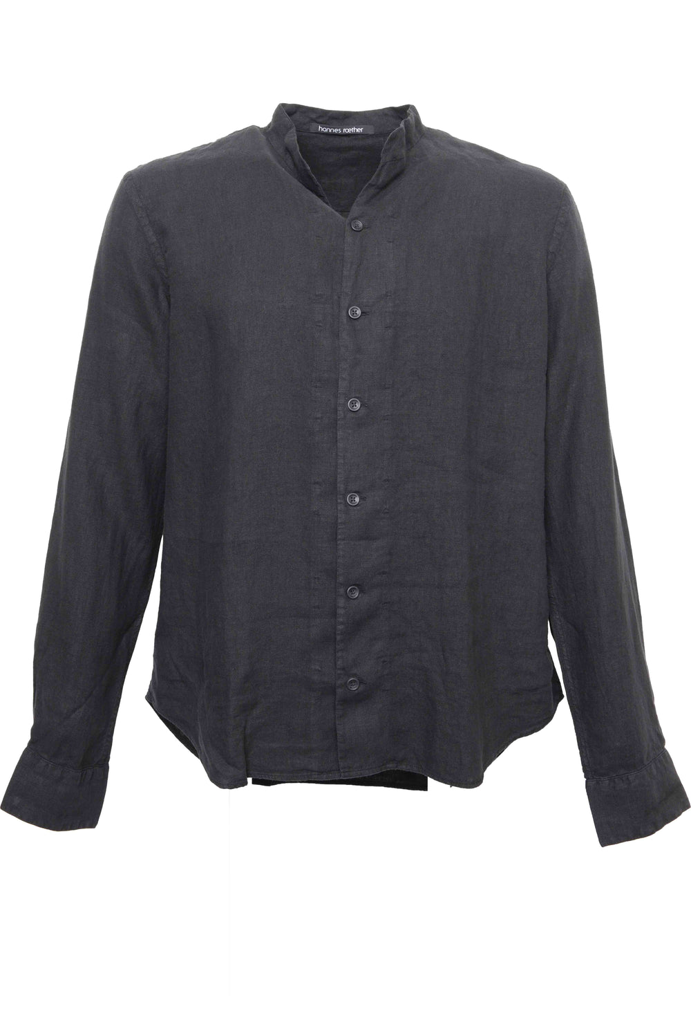 HANNES ROETHER MALE SHIRT to29pas.608 110921 100% LINEN 090 BLACK