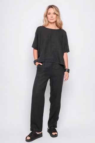 251.01.02 PANT 100% LINEN 100 BLACK