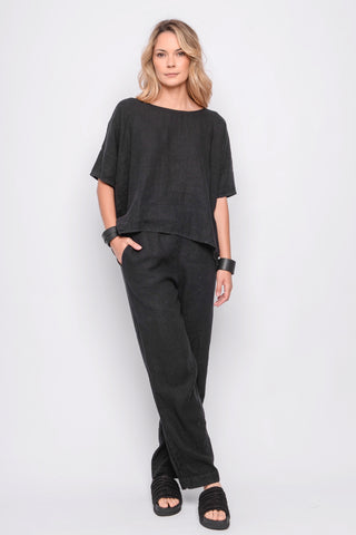 251.01.06 TOP 100% LINEN 100 BLACK