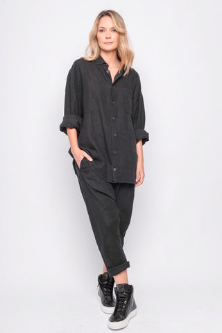 251.01.14 BLOUSE 100% LINEN 100 BLACK