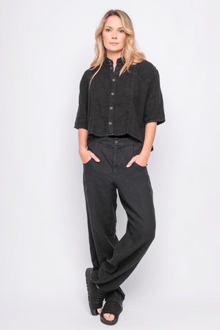 251.01.13 PANT 100% LINEN 100 BLACK