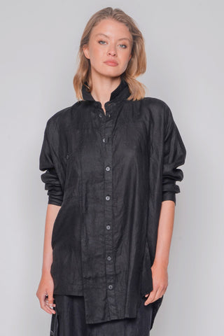 ID.03.03.03 BLOUSE woven 100% linen 100 BLACK