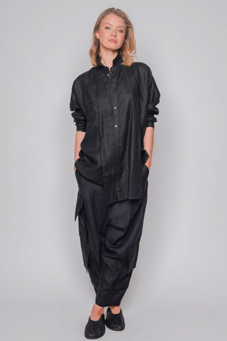 ID.03.03.01 PANT woven 100% linen 100 BLACK