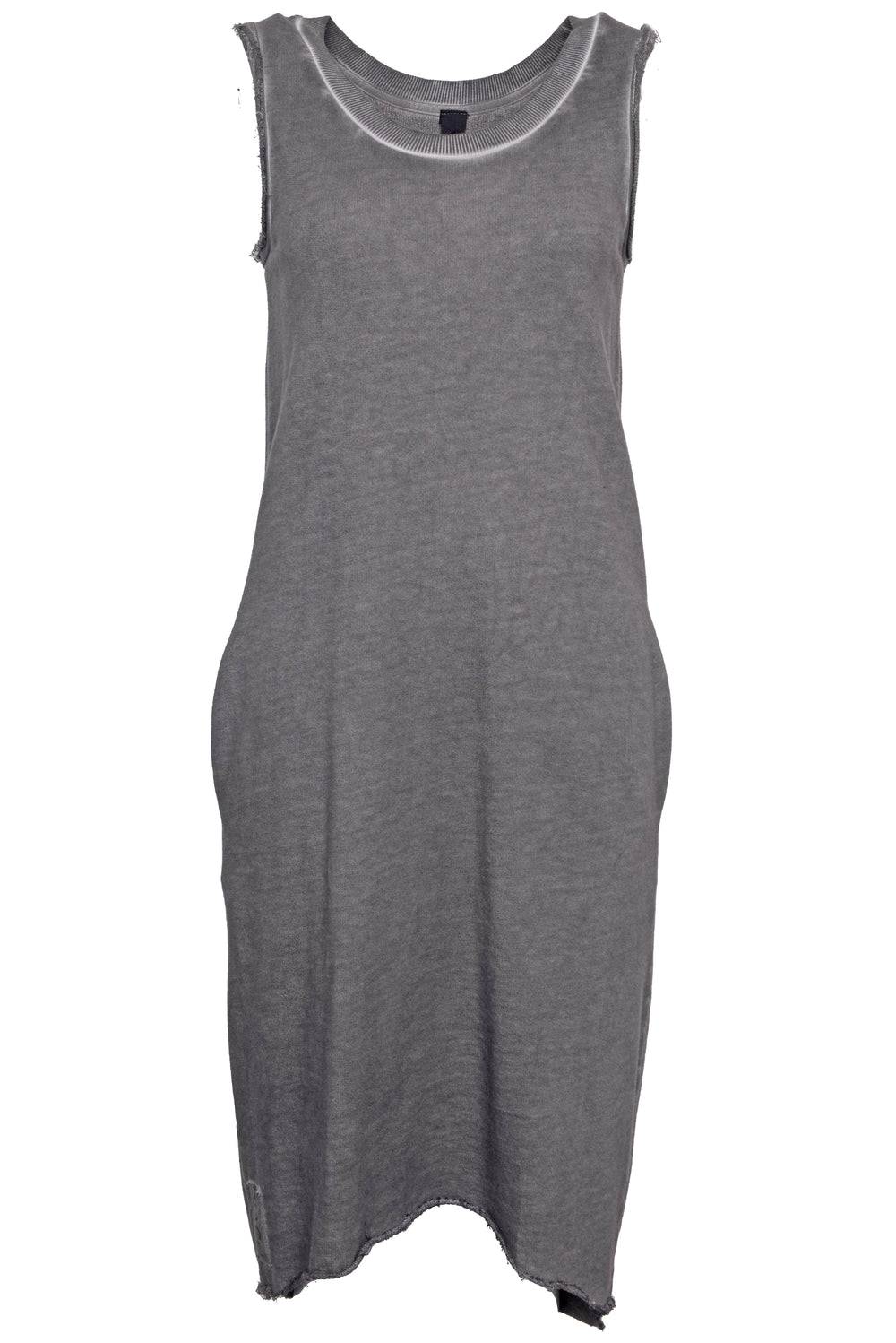 211.02.02 Slipdress Dark Crush 100%fleeceCO/CO rib COLD DYE GREY